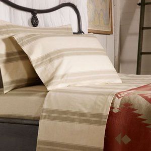 $130 RALPH LAUREN HOME Amagansett FULL FLAT  SHEET Further Lane Ticking Tan/Sage